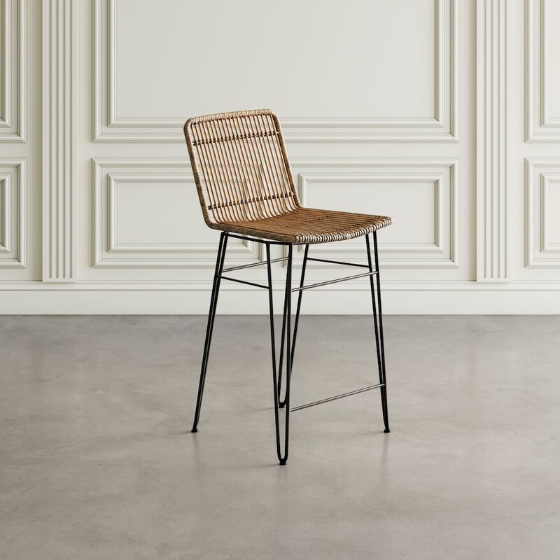 Jofran Weaver Hairpin Modern Global Rattan Counter Barstool (Set of 2)