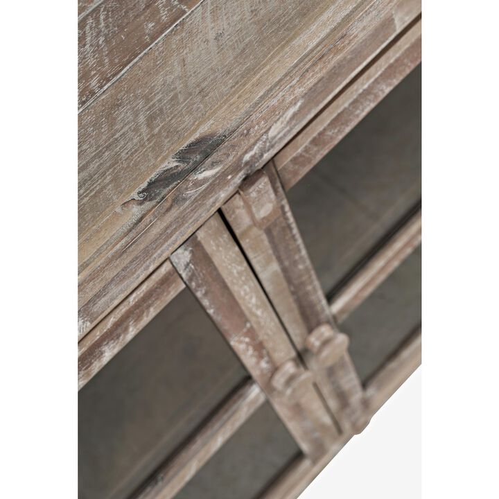 Jofran Rustic Shores 54 Coastal Distressed Acacia Four-Door Credenza Cabinet