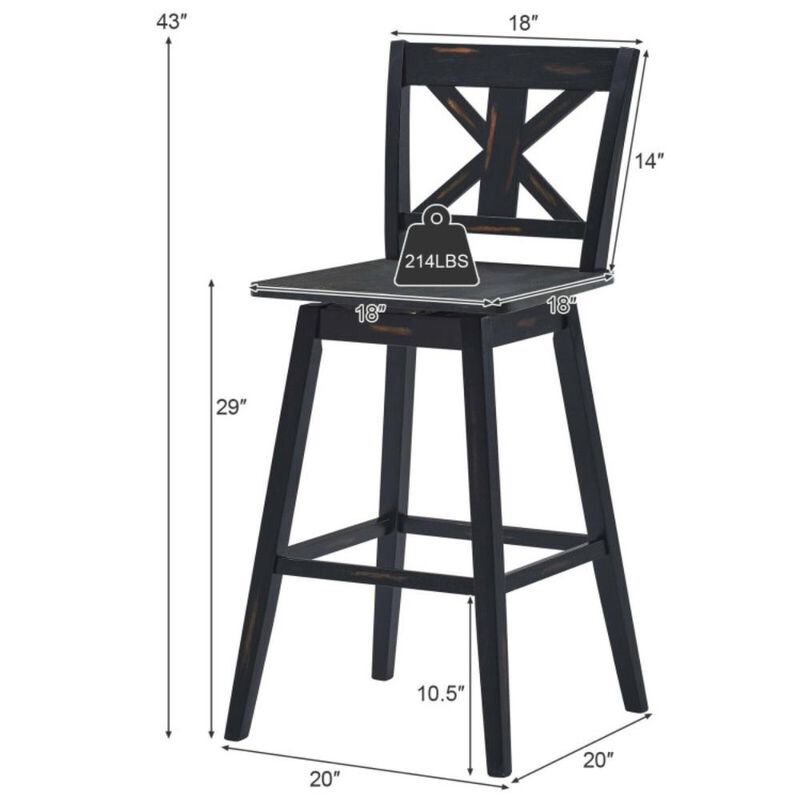 Hivvago Set of 2 360-Degree Swivel Bar Stools for Home Restaurant