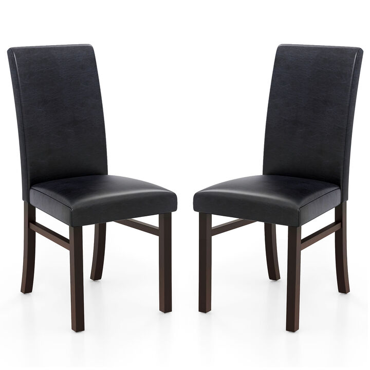 Upholstered Dining Chairs Set of 2 with Solid Rubber Wood Legs