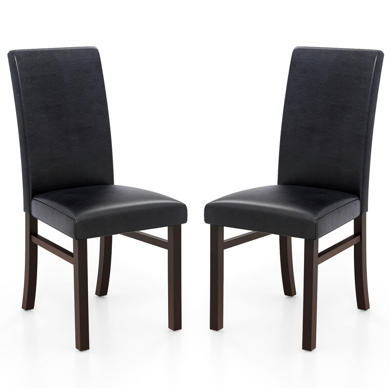 Upholstered Dining Chairs Set of 2 with Solid Rubber Wood Legs