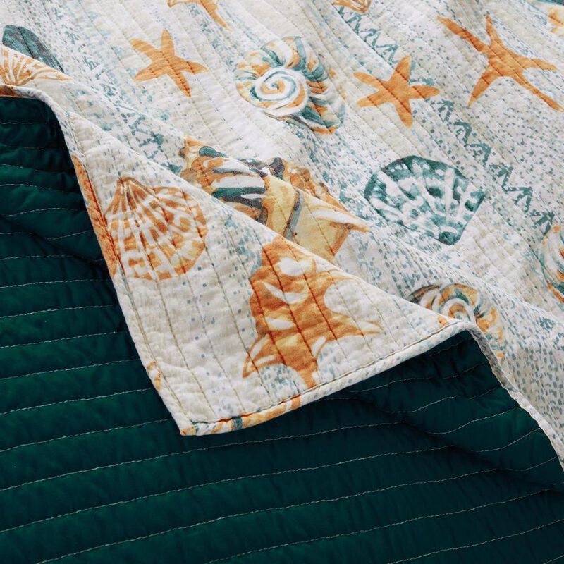 Greenland Home Fashions Kona Luxurious Comfortable 3 Pieces Quilt Set Ocean King/Cal. King