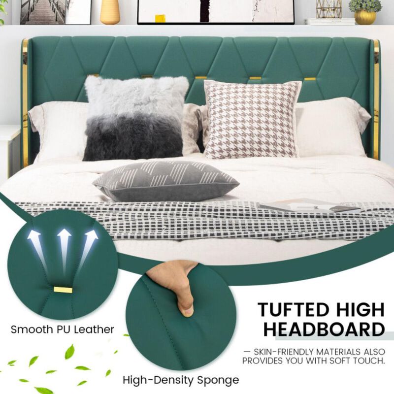 Hivvago PU Leather Upholstered Bed Frame with 4 Drawers