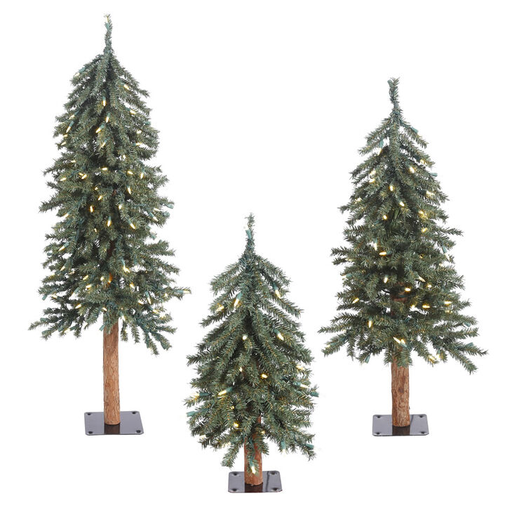 Vickerman  Natural Bark Dura-Lit Alpine Tree with Warm White LED Lights - 2 3 & 4 ft.