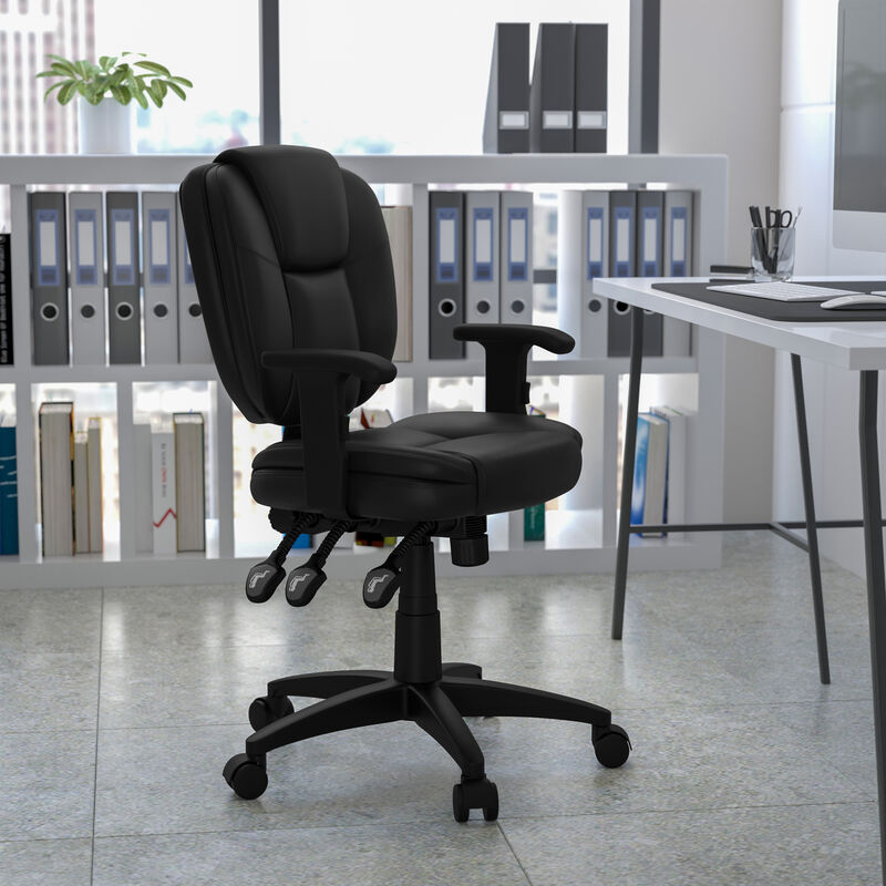 Caroline Mid-Back Fabric Multifunction Swivel Ergonomic Task Office Chair with Pillow Top Cushioning and Arms