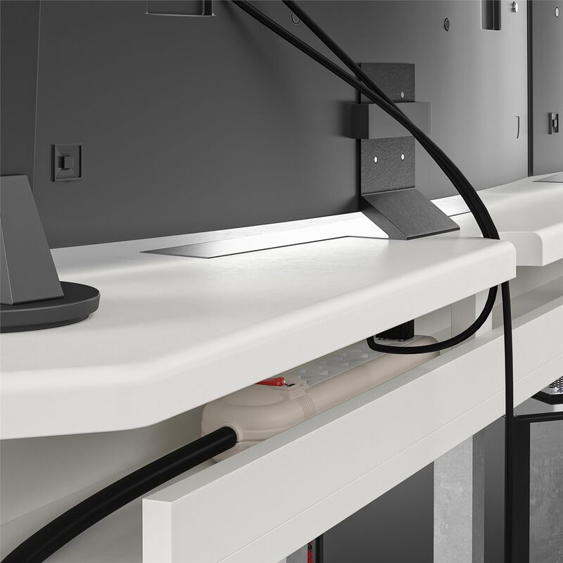 Ntense Quest Gaming Desk with CPU Stand, White