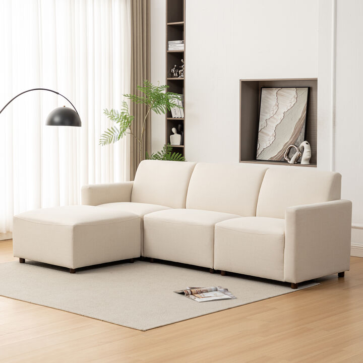 Duvall 4 Piece Modular Sofa - Natural Performance Fabric with Recycled Polyester