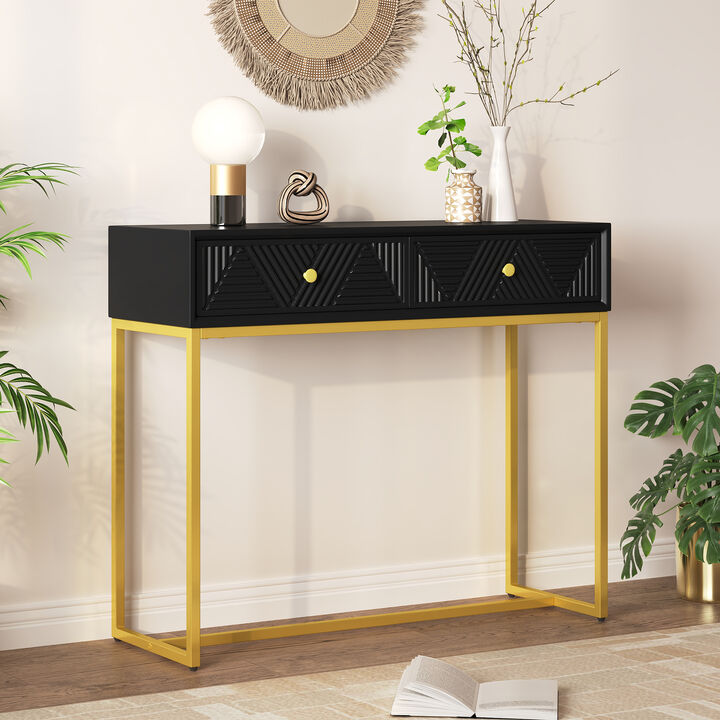Merax Modern Sleek Console Table with 2 Drawers