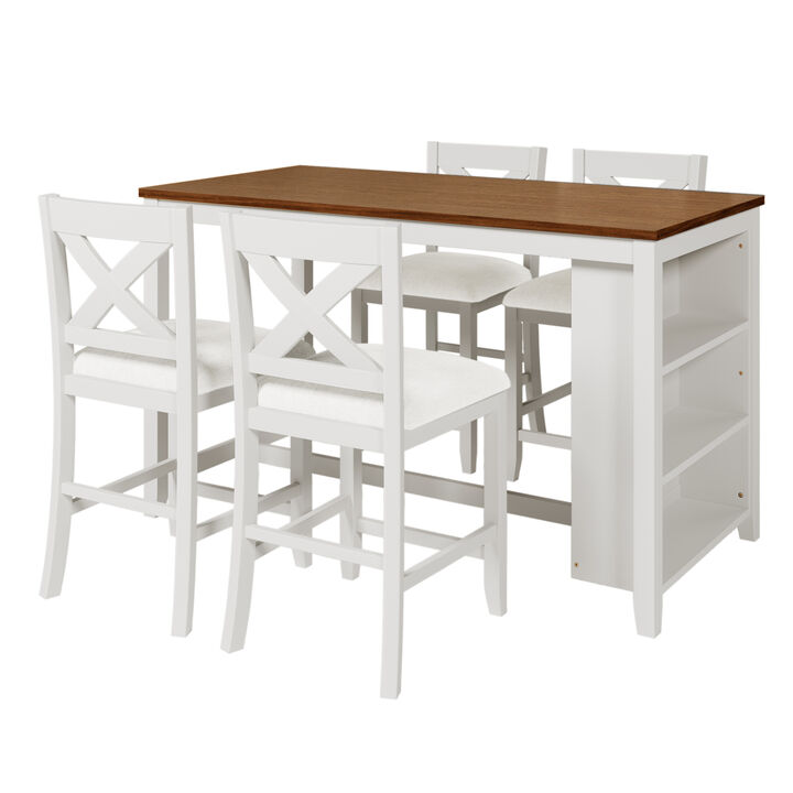 Merax 5 Pieces Counter Height Rustic Dining Table Set