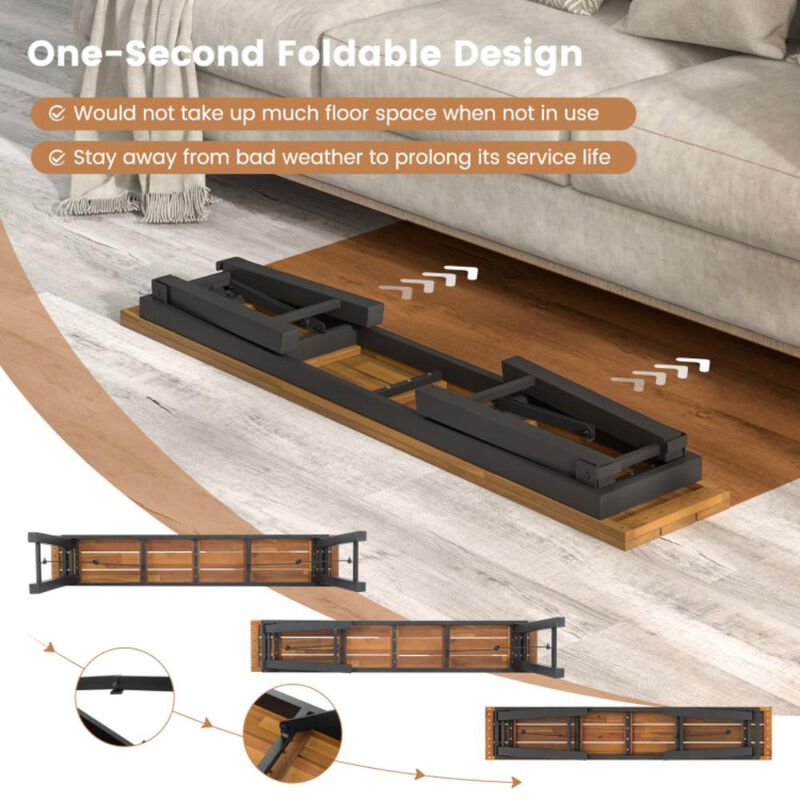 Hivvago Folding Picnic Bench Set Rectangular Acacia Wood Dining Camping BBQ Benches