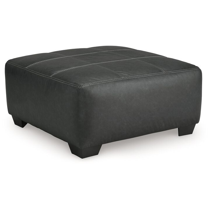 Burt Oversized Accent Ottoman, Dark Graphite Gray Polyester, 40 Inch - Benzara