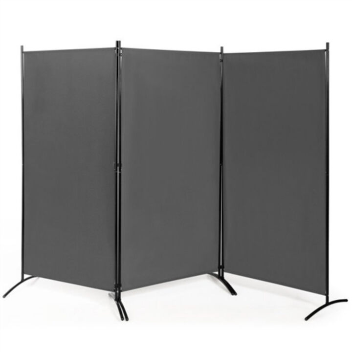 Industrial 3-Panel Folding Room Divider – Sturdy Privacy Screen with Metal Base