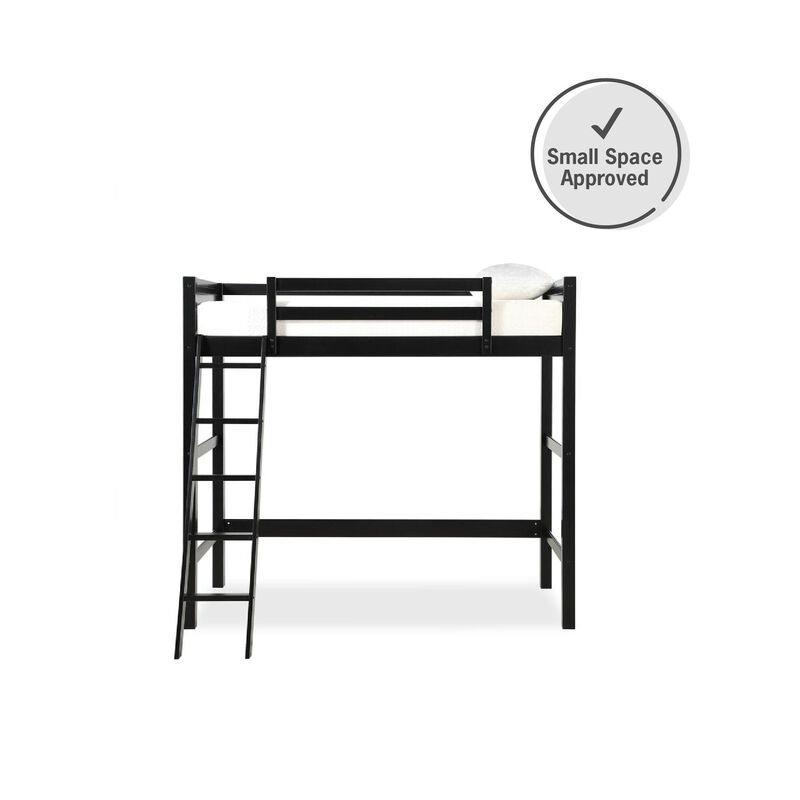 Atwater Living Rollins Twin Wooden Loft Bed with Ladder and Safety Railings