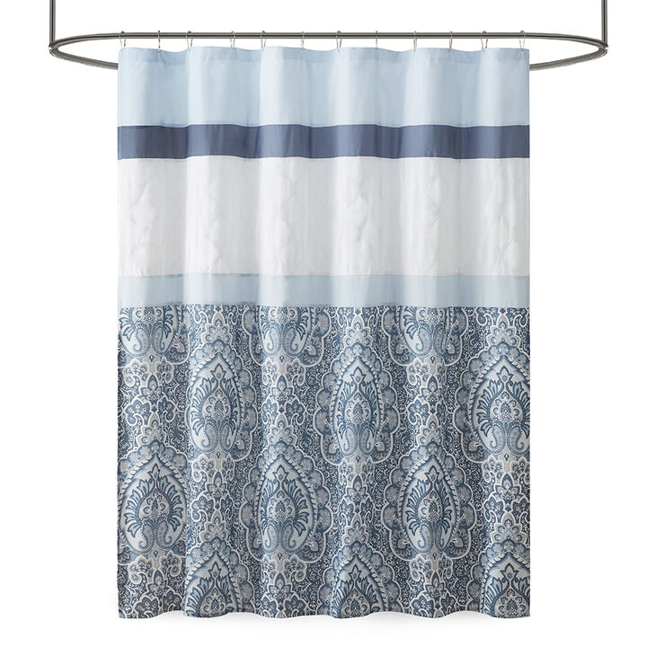 Gracie Mills Ronny Geometric Damask Printed Shower Curtain