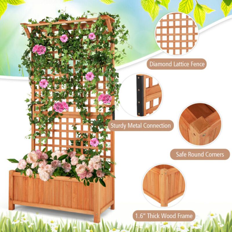 Hivvago Raised Garden Bed with Trellis and Hanging Roof