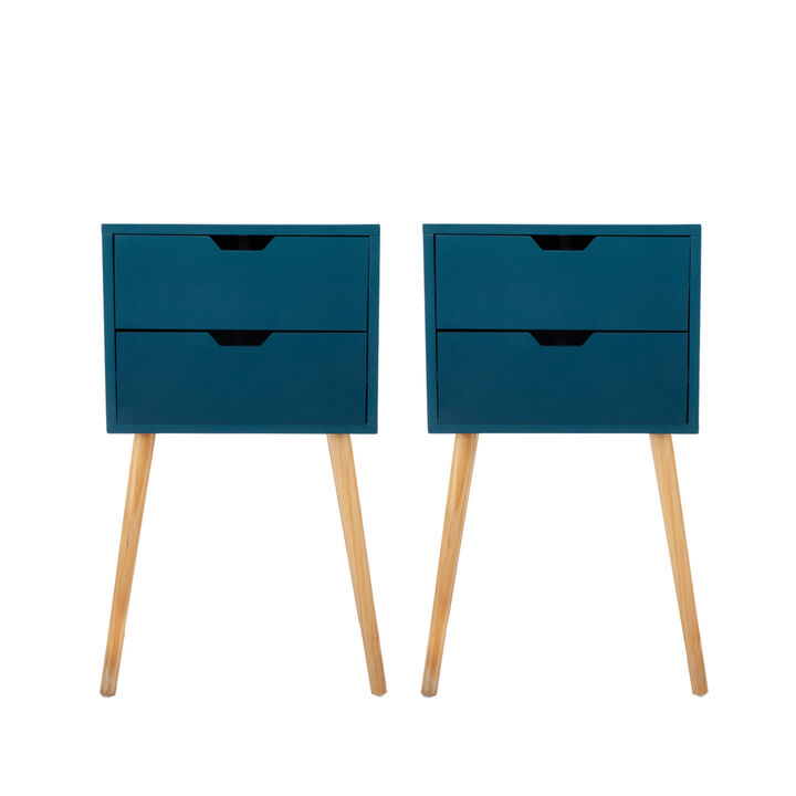 Streamdale Mid Century Blue Nightstands with Drawers