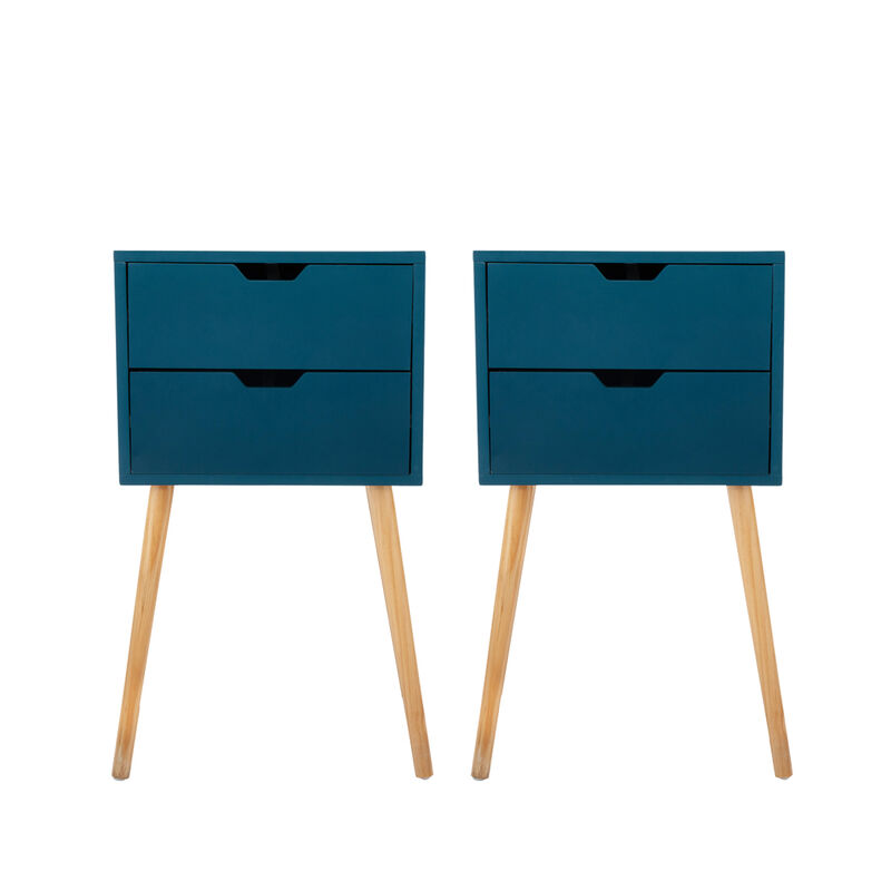 Streamdale Mid Century Blue Nightstands with Drawers