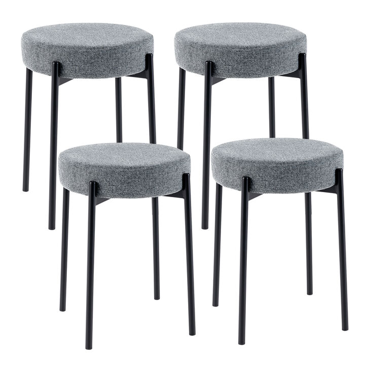 Set of 4 Upholstered Bar Stools Kitchen Stools with Foot Pads for Enhanced Comfort