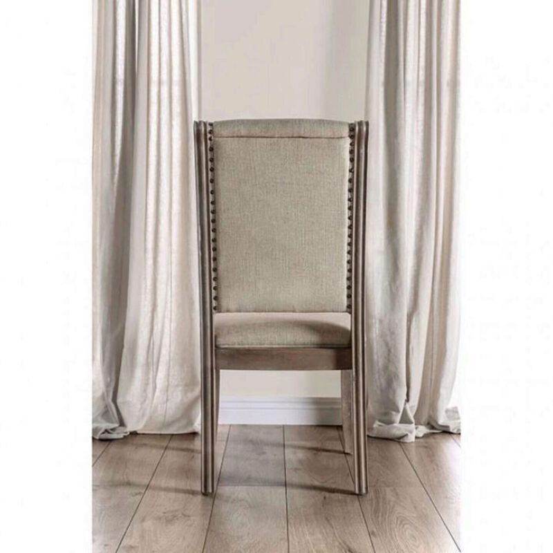 Rustic Natural Fabric Dining Chairs, Set of 2