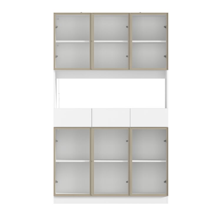 FUFU&GAGA  Display China Cabinet with Glass Doors and Adjustable Shelves for Living Room (47.2" W x 14.2" D x 78.7" H) White FUFU&GAGA  Display China Cabinet with Glass Doors and Adjustable Shelves for Living Room (47.2" W x 14.2" D x 78.7" H) White