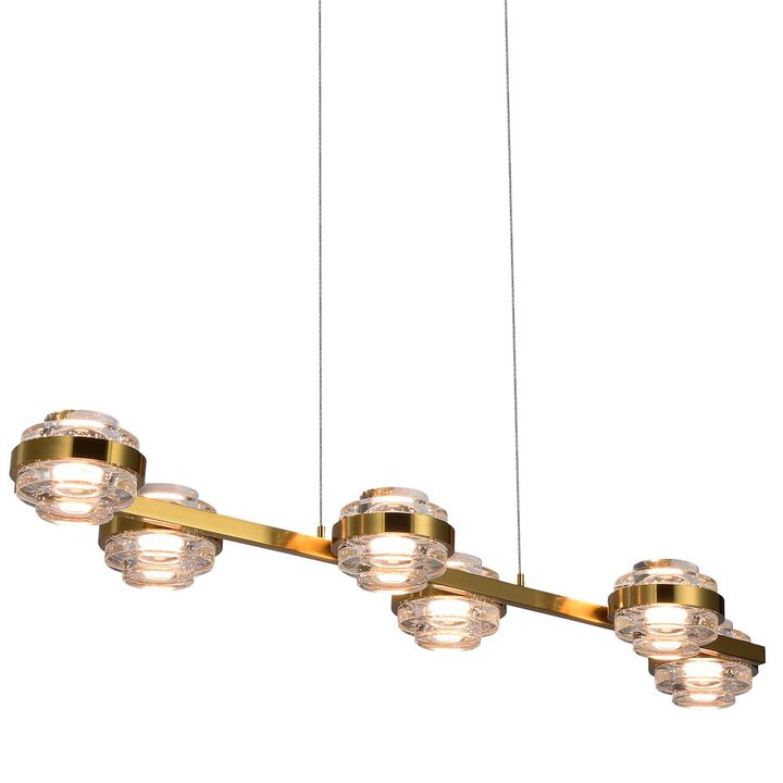 VONN Lighting 6-Light Pendant Lighting Height Adjustable Integrated LED Linear Chandelier
