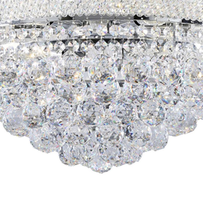 Crystal Ceiling Lamp with Chandelier Design Body, Clear-Benzara