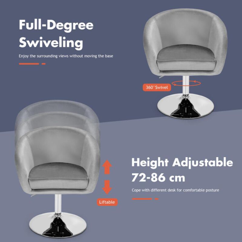 Hivvago 360 Degree Swivel Makeup Stool Accent Chair with Round Back and Metal Base