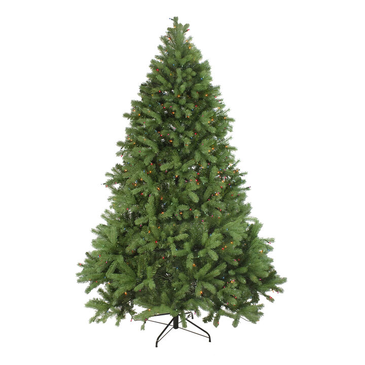 6.5' Pre-Lit Noble Fir Full Artificial Christmas Tree - Multi-Color Lights