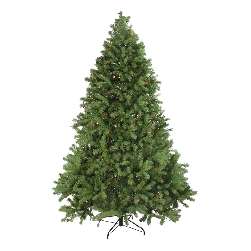 6.5' Pre-Lit Noble Fir Full Artificial Christmas Tree - Multi-Color Lights