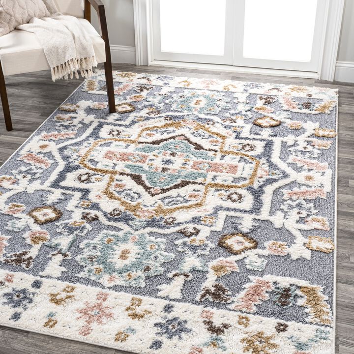 Aziza Persian Medallion High-Low Area Rug