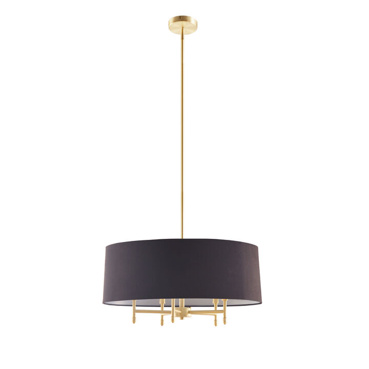 Gracie Mills Rios Modern Elegance 5-Light Black Drum Shade Chandelier