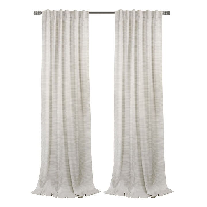 Habitat Austin Light Filtering Dual Header Linen Colored Horizontal Multi Pin Stripe Curtain Panel Linen