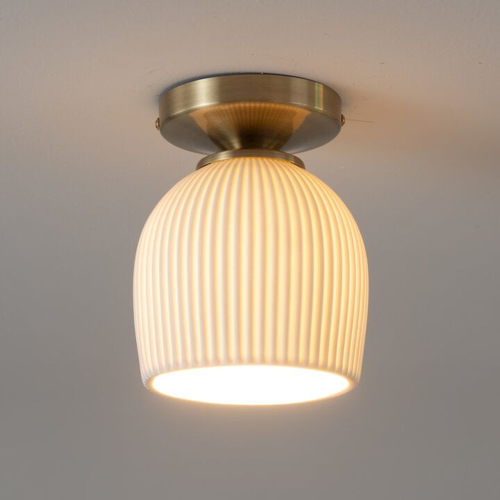 NOVA OF CALIFORNIA Petaluma Bone Porcelain Semi-Flush Mount Ceiling Light