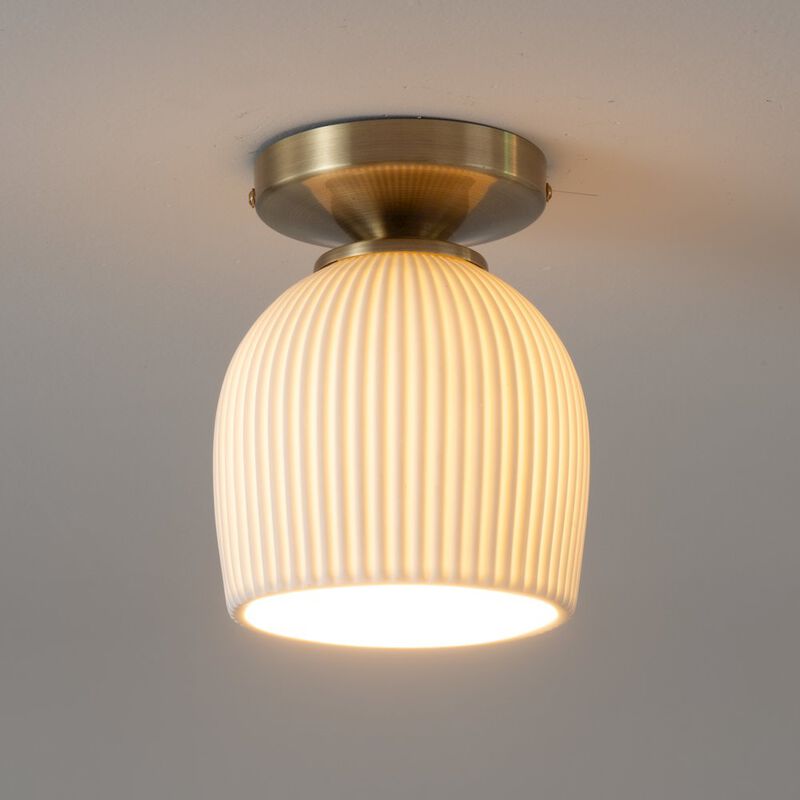 NOVA OF CALIFORNIA Petaluma Bone Porcelain Semi-Flush Mount Ceiling Light