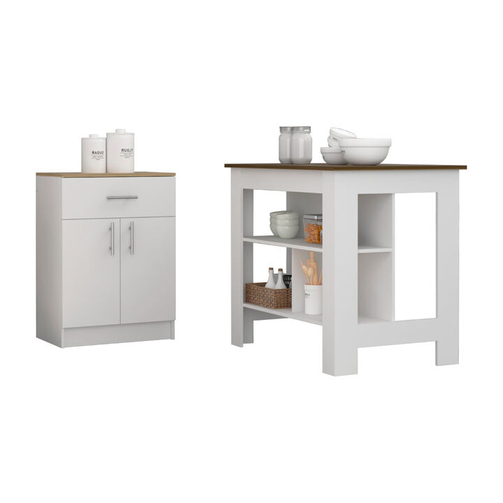 California 2 Piece Kitchen Set, Kitchen Island + Kitchen Pantry