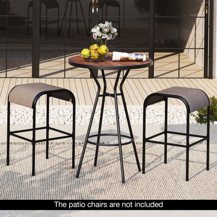 Hivvago 28 Inches Outdoor Bar Table with Wood-Like Tabletop for Backyard Garden