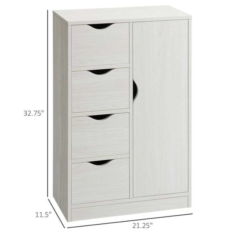 White Slim Organizer: Modern Storage Cabinet with 4 Drawers