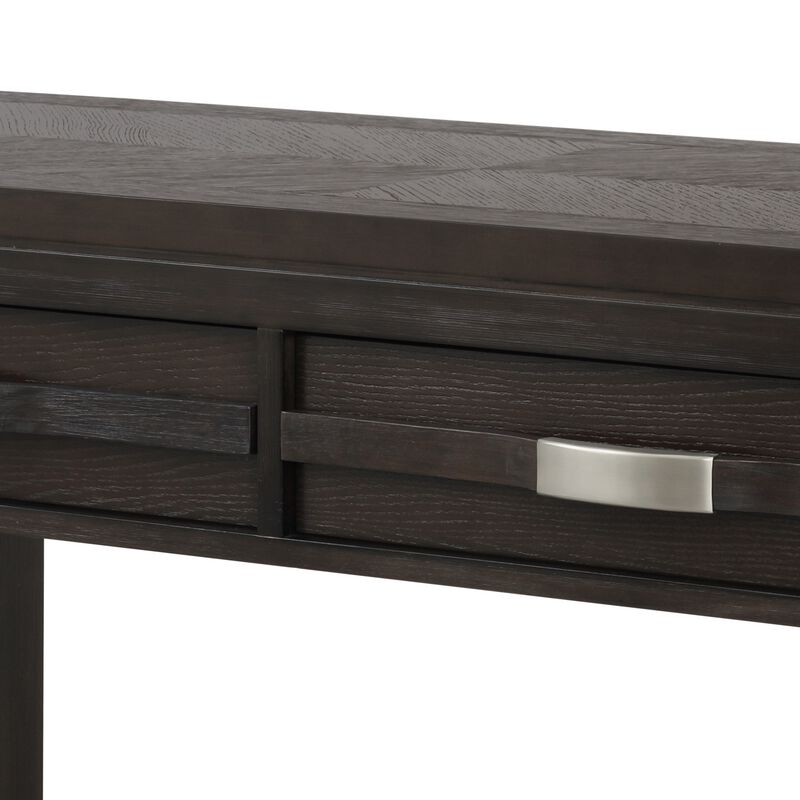 Joni 48 Inch Side Console Table, Acacia Wood, 2 Drawer, 1 Shelf, Espresso-Benzara