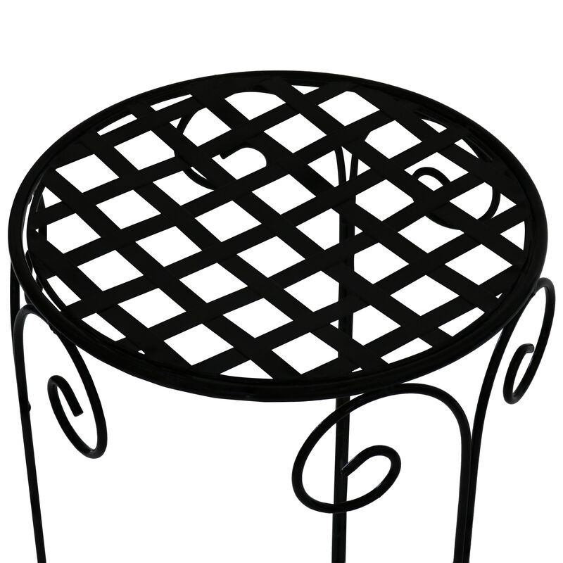 Sunnydaze Black Iron 14 in, 19 in, 24 in Plant Stand with Scroll Design