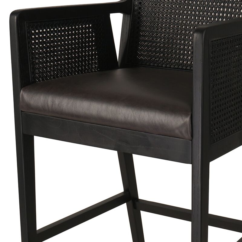 Antonia Cane Arm Counter Stool in Ebony