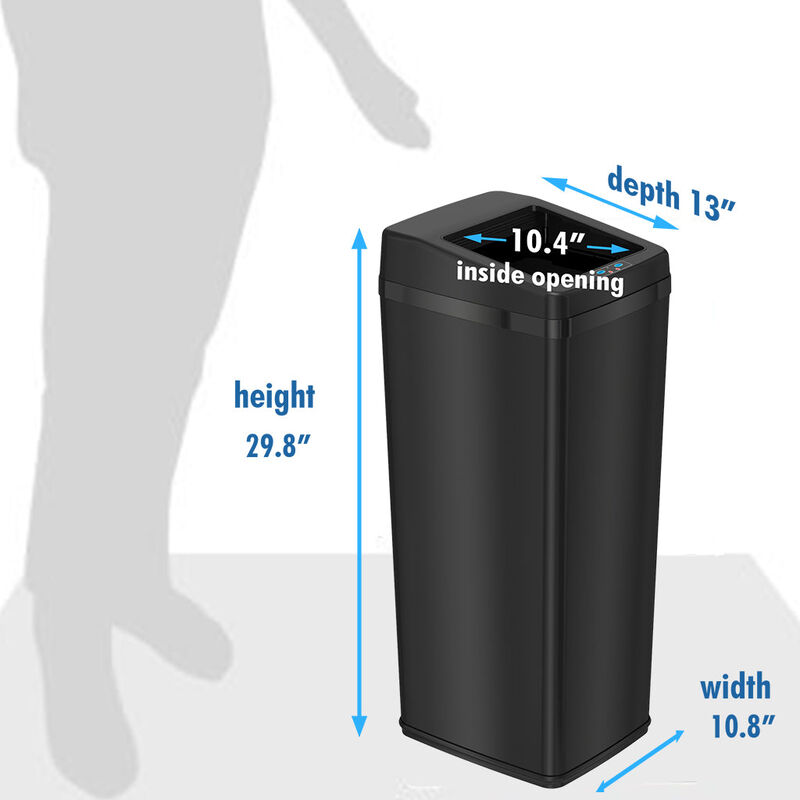 iTouchless 14 Gallon Black Sliding Lid Sensor Trash Can