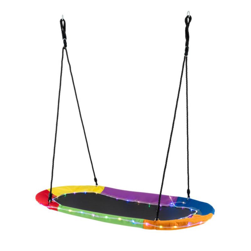 Hivvago 60 Inches Saucer Swing with LED Lights for Kids and Adults