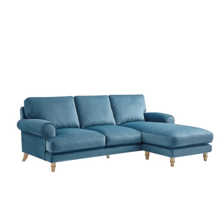Rustic Manor Bridgette Velvet/Linen Chaise Sofa