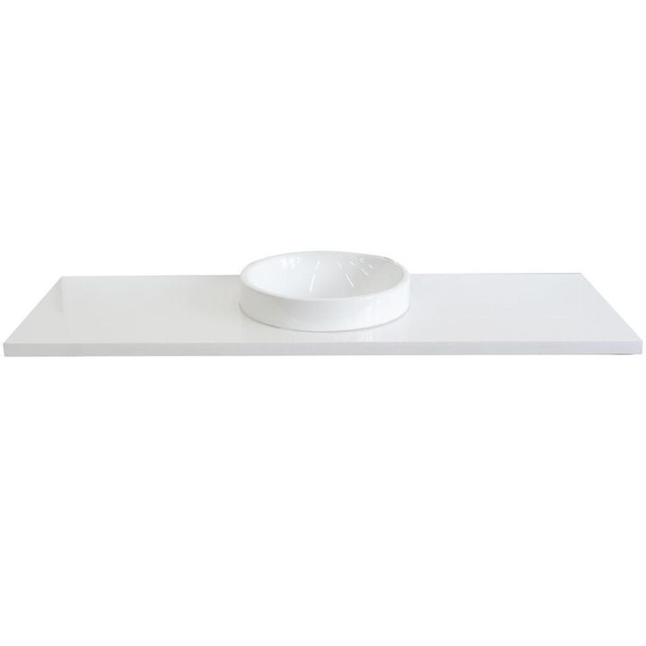 BELLATERRA HOME LLC 61 White Quartz Countertop and Single Round Sink