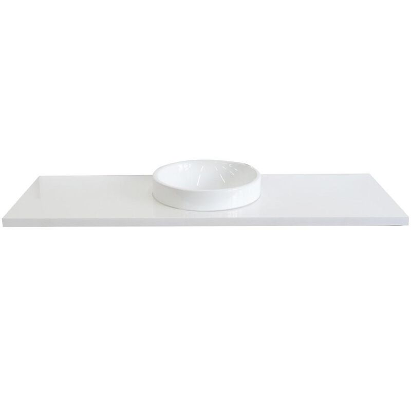 BELLATERRA HOME LLC 61 White Quartz Countertop and Single Round Sink