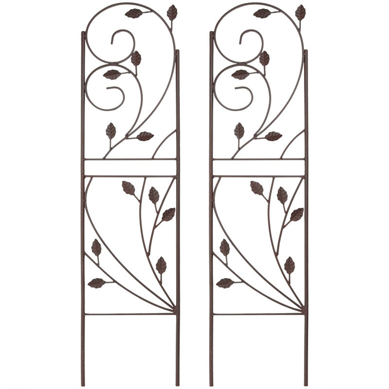 Sunnydaze 32 in Brown Steel Wire Swirl Leaf Garden Plant Trellis - Set of 2