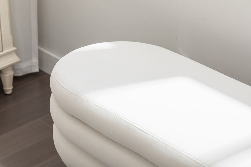 Fabric Storage Bench with Wood Legs for Living Room and Bedroom