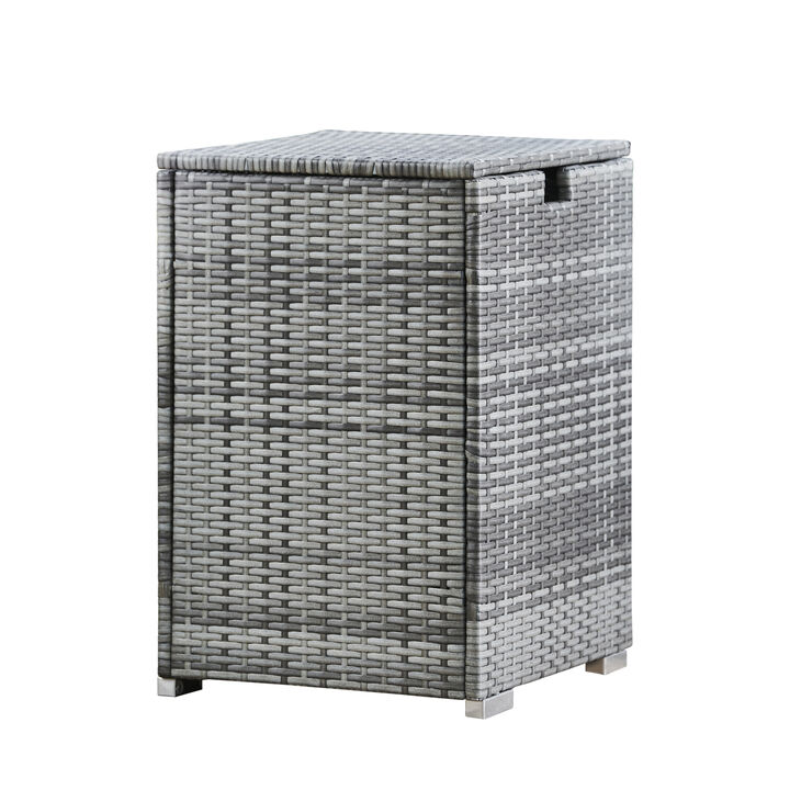 Teamson Home - Patio Wicker Hideaway Gas Tank Table for Fire Pits for 20 LB Propane Tank Cover Gray