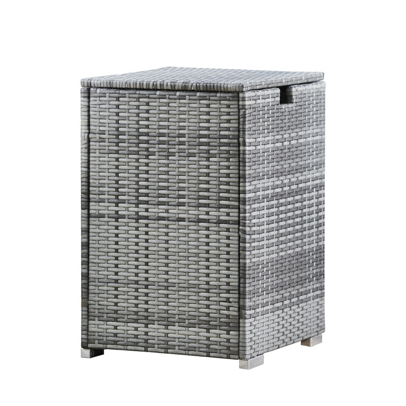 Teamson Home - Patio Wicker Hideaway Gas Tank Table for Fire Pits for 20 LB Propane Tank Cover Gray