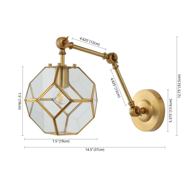 Honeycomb 1-Light Modern Contemporary Arm-Adjustable Iron/Glass LED Sconce